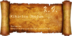 Kikirics Ibolya névjegykártya